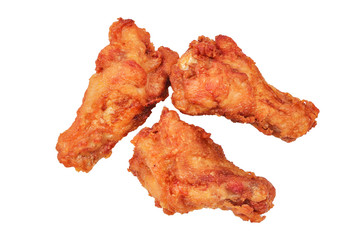 Fried chicken calves on white background