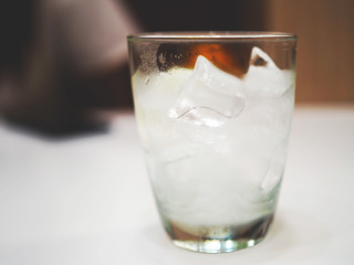 ice water on glass 