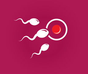 Sperm (human male semen) vector cartoon flat and simple illustration for competition concept. The firs wins.