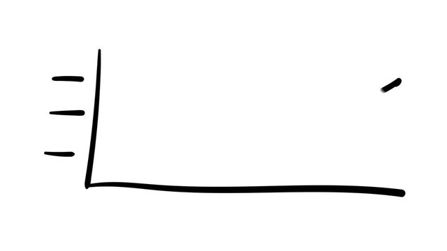 Hand-drawn sketchy linear graph of broken curve growth.