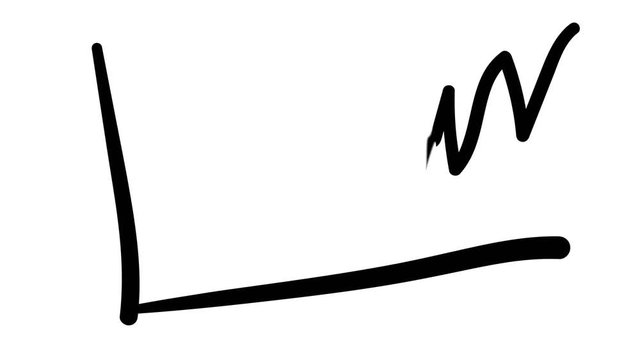 Hand-drawn sketchy line graph of a growing line.
