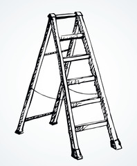 Folding stepladder. Vector drawing icon