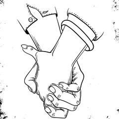 Hand drawn sketch of handshaking - Vector Illustration