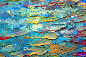 Abstract modern painting. Painting painted with a palette knife on canvas with oil paints in a large stroke.