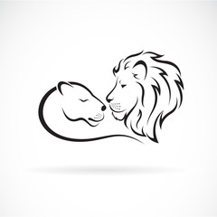 Male lion and female lion design on white background. Wild Animals. Lion logo or icon. Easy editable layered vector illustration.
