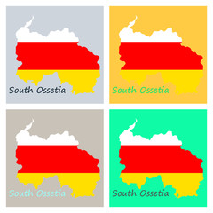 Map and National flag of South Ossetia,Map Of South Ossetia With Flag Isolated On Black Background,Vector Illustration Flag and Map of South Ossetia for continue.