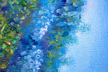 Abstract modern painting. Painting painted with a palette knife on canvas with oil paints in a large stroke.