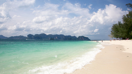 Fototapeta na wymiar Koh Poda island sandy beach, the Andaman Sea, Krabi Province, Thailand
