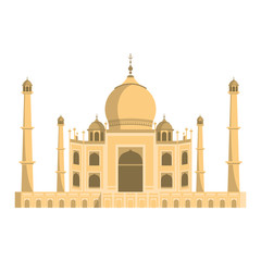 Taj mahal indian building symbol isolated