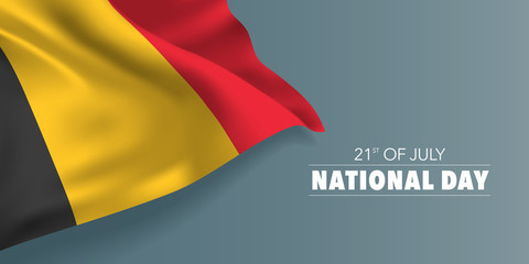 Belgium happy national day greeting card, banner with template text vector illustration