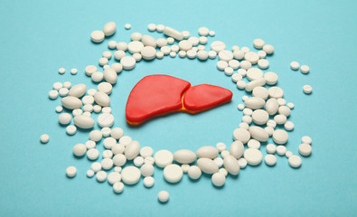 Human liver disease, cirrhosis, chronic inflammation. The concept of cancer treatment, hepatitis.