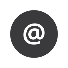 Flat round at sign mail icon