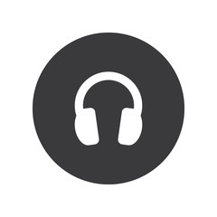 Flat round headphones icon