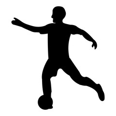 Fototapeta na wymiar Football icon. Black Silhouette Sport label on white Background. Character Simple style. Vector Illustration