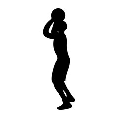 Fototapeta na wymiar Basketball icon. Black Silhouette Sport label on white Background. Character Simple style. Vector Illustration