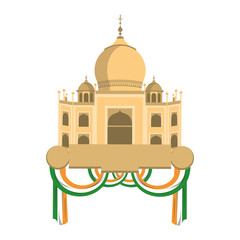 Taj mahal indian building symbol isolated