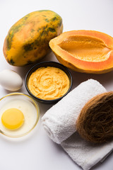 Papaya Face mask for acne treatment, selective focus