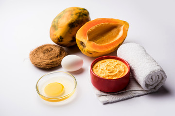 Papaya Face mask for acne treatment, selective focus