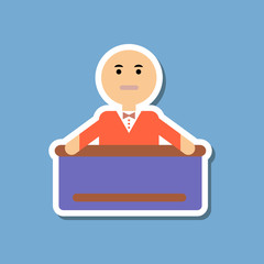 paper sticker on stylish background poker man player