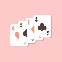 paper sticker on stylish background poker playing card