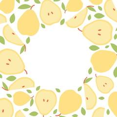 Template frame of pear for social media in flat style