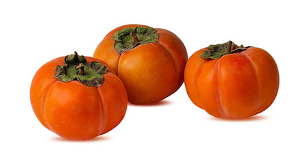 Fresh persimmon isolated on white background with clipping path