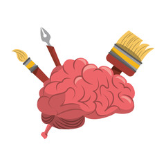 Human brain intelligence and creativity cartoons