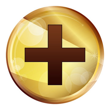 Plus icon Abstract Brown Round Button