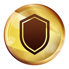 Shield icon Abstract Brown Round Button