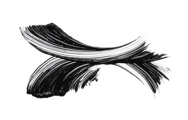 Black strokes and texture mascara or acrylic on a white background