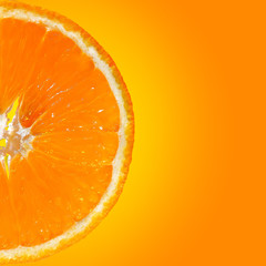 bright orange slice on a yellow background.