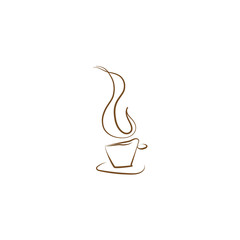 Hand drawn coffee cup vector with vapor or steam smoke. Coffee cup art drawing, free hand.