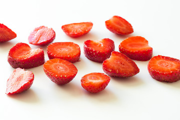 Pattern of sliced strawberries. Decorative element. Original poster. background and texture