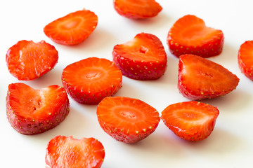 Pattern of sliced strawberries. Decorative element. Original poster. background and texture