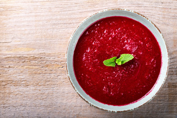 Traditional spanish cold tomato soup gazpacho.