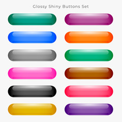 glossy wide round web buttons set