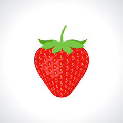 Strawberry icon in flat design. Vector illustration. Sweet red berry isolated on white background.