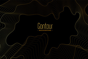abstract black dark background with golden contour lines