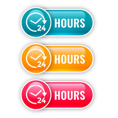 set of shiny buttons for 24 hours time