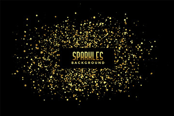 abstract black background with golden glitter sparkles