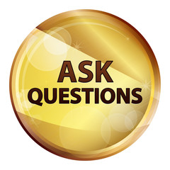 Ask Questions Abstract Brown Round Button