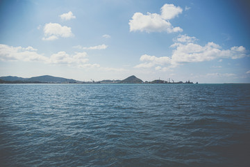 Landscape of beach and sea with reef rock beach