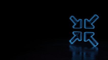 Obraz premium 3d glowing wireframe symbol of symbol of compress arrows alt isolated on black background