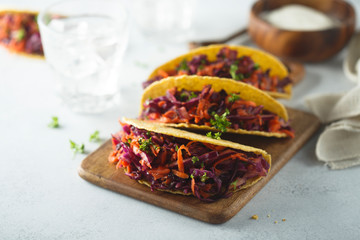 Tacos with red cabbage salad