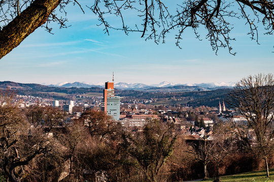 winterthur skyline im Fr&uuml;hling