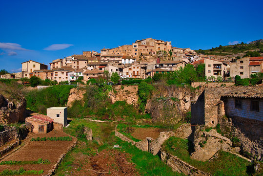 View of Beceite village and orchard