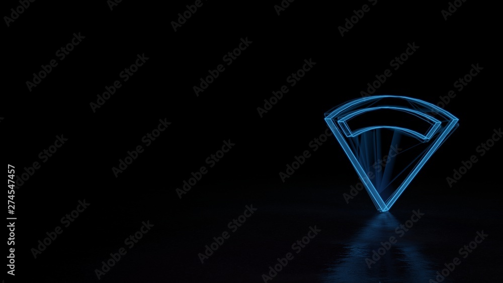 Poster 3d glowing wireframe symbol of symbol of connection 1 isolated on black background