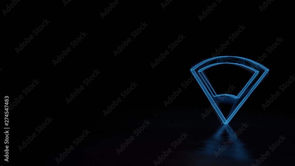 Poster 3d glowing wireframe symbol of symbol of connection 2 isolated on black background