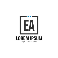 Initial EA logo template with modern frame. Minimalist EA letter logo vector illustration