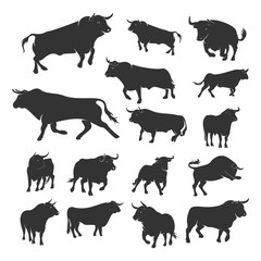 Set of Bull Design Vector. Silhouette of Bull. Vector illustration
